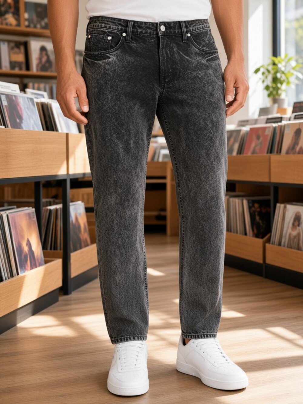 AGOLDE Men Black Mottled Tapered SlimFit Denim Washed Casual Cotton Jeans USA 31